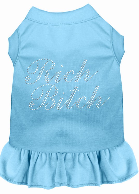 Rhinestone Rich Bitch Dress Baby Blue XS